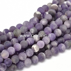 Natural amethyst gemstone bead, frosted, 10 mm, 1 strand (40 pcs)
