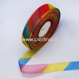Organza ribbon, multicolor, 25 mm, 1 m