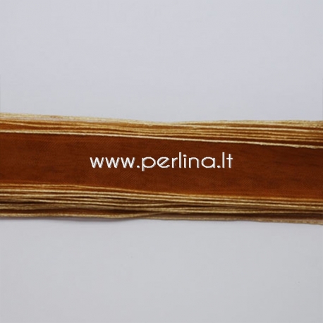 Organza ribbon, saddle brown, 10 mm, 1 m