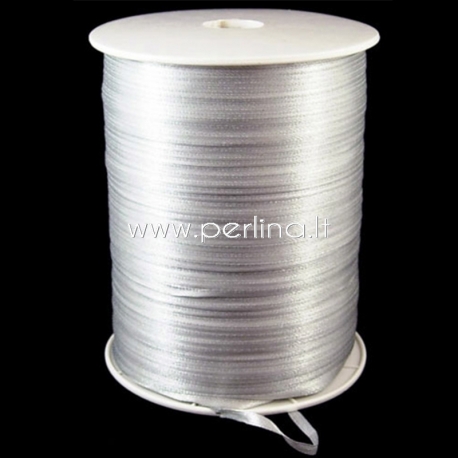 Satin ribbon, light grey, 3 mm, 1 m