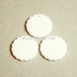 Plexiglass pendant "Curly circle", white, 3 cm