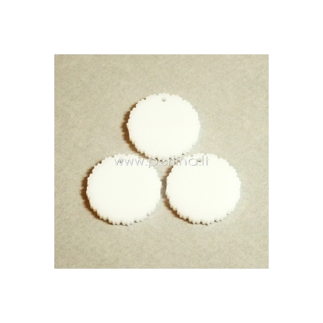 Plexiglass pendant "Curly circle", white, 3 cm