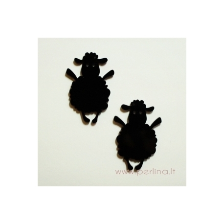 Plexiglass pendant "Lamb", black, 5,5x3,7 cm