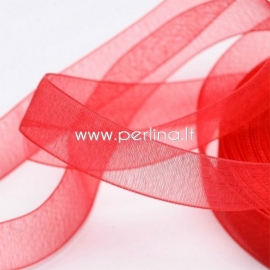 Organza ribbon, red, 15 mm, 1 m