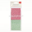 Adhesive pearls, red and green, 6mm, 372 pcs