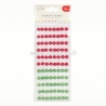Adhesive pearls, red and green, 10mm, 88 pcs