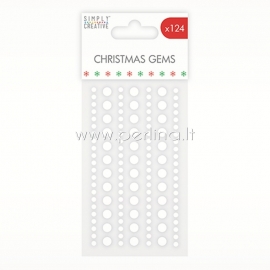 Adhesive Christmas Gems, clear, 124 pcs