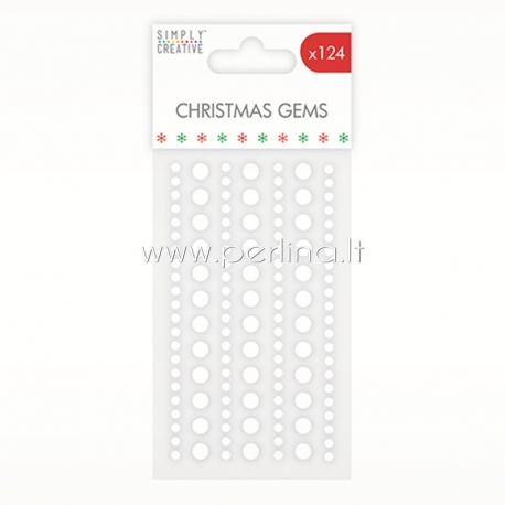 Adhesive Christmas Gems, clear, 124 pcs