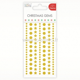 Adhesive Star Gems, gold, 121 pcs