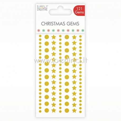 Adhesive Star Gems, gold, 121 pcs