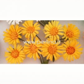 Fabric flowers "Daises", yellow, 8 pcs