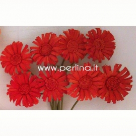 Fabric flowers "Daises", red, 8 pcs