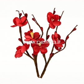 Fabric flowers "Cherry Blossoms", red, 2 pcs