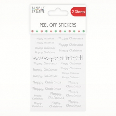 Peel-Off stickers "Happy Christmas", silver, 2 sheets