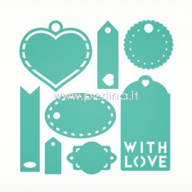 Die cut stencil "Tag Dies", 8 pcs, from 3.1 cm x 1.5 cm to 7.5 cm x 4.1 cm