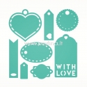 Die cut stencil "Tag Dies", 8 pcs, from 3.1 cm x 1.5 cm to 7.5 cm x 4.1 cm