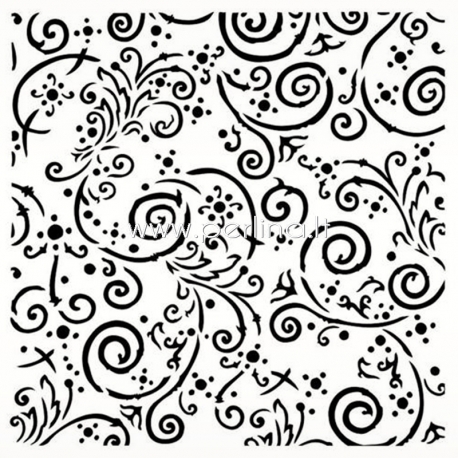 Stencil-mask "Swirls - Out of the Blue", 15x15 cm