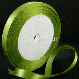 Satin ribbon, olive, 10 mm, 22,86 m