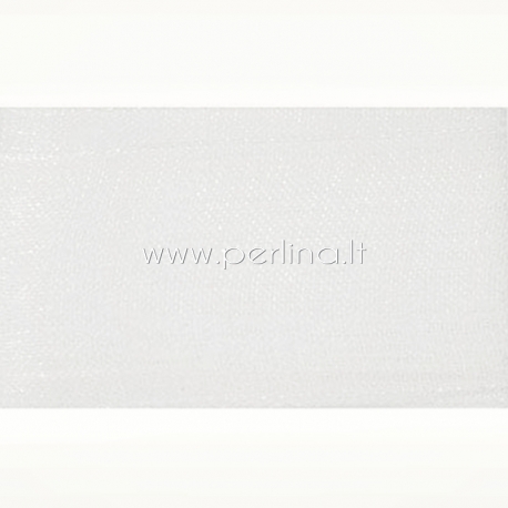 Organza ribbon, white, 50 mm, 1 m