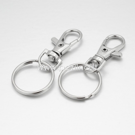 Swivel clasps with key rings, platinum, 36x15x5mm