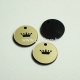 Engraved plexiglass pendant "Crown 2", black/gold, 1,5x1,5 cm
