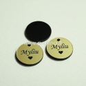 Engraved plexiglass pendant "Myliu", black/gold, 1,5x1,5 cm