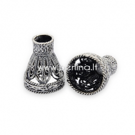 Brass bead cone, antique silver, 18x15 mm, 1 pc