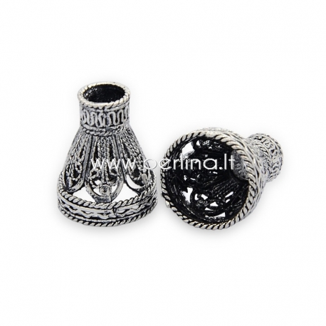 Brass bead cone, antique silver, 18x15 mm, 1 pc