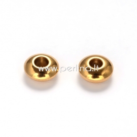 Spacer bead, stainless steel, golden, 6x3 mm, 1 pc