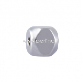 Spacer bead, stainless steel, 4x4x4 mm, 1 pc