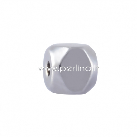 Spacer bead, stainless steel, 4x4x4 mm, 1 pc