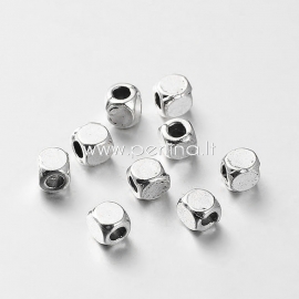 Spacer bead, antique silver, 4x4x4 mm, 1 pc