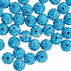 Shamballa karoliukas, žydra/žalsvai melsva sp., 10 mm, 1 vnt.