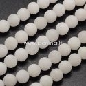 Natural white jade bead, white frosted, 8 mm, 1 strand (47 pcs)