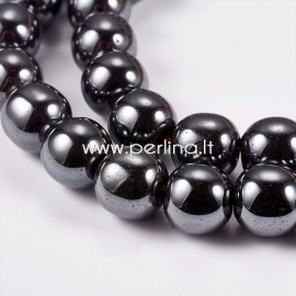 Sinthetic hematite bead, non magnetic, black, 8 mm, 1pc