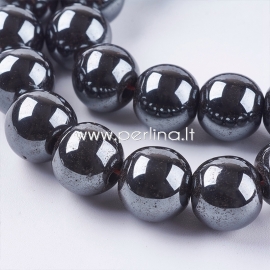 Sinthetic hematite bead, non magnetic, black, 10 mm, 1 strand (41 pcs)