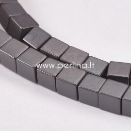 Sinthetic hematite bead, frosted, black, 3x3x3 mm, 1 strand (125 pcs)