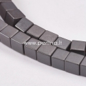 Sinthetic hematite bead, frosted, black, 3x3x3 mm, 1 pc