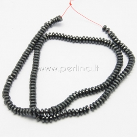 Sinthetic hematite bead, black, 4x2,5 mm, 1 pc