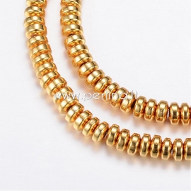 Sinthetic hematite bead, golden plated, 4x2 mm, 1 strand (185 pcs)