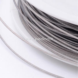 Tiger Tail Wire, light grey, 0.60mm, 22m
