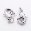 Brass lobster clasp, platinum color, 12x7 mm, 1 pc