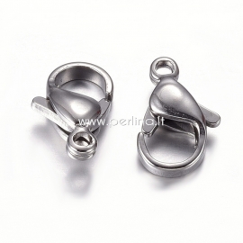 304 stainless steel lobster clasp, stainless steel color, 12x7 mm, 1 pc