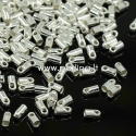 Brass cord end cap with loop, silver, 4x1.8 mm, 10 pcs