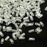 Brass cord end cap with loop, silver, 4x1.8 mm, 10 pcs