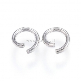 Open jump ring, 304 stainless steel, 6x1mm, 10 pcs