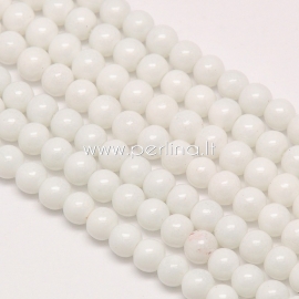 Environmental dyed glass bead, white, 8 mm, 1 strand (about 52 pcs)
