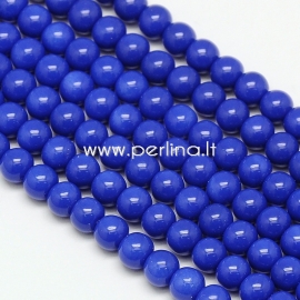 Environmental dyed glass bead, blue, 8 mm, 1 pc
