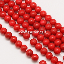 Environmental dyed glass bead, red, 16 mm, 1 pc