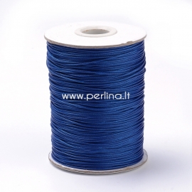 Braided Korean waxed polyester cord, royal blue, 0,8 mm, 1 m